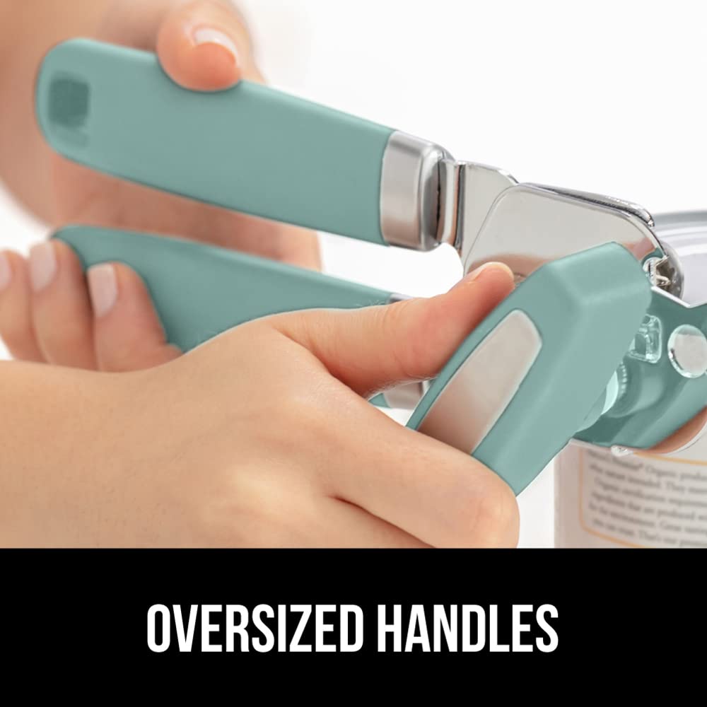 The Original Gorilla Grip Heavy Duty Stainless Steel Smooth Edge Manual Hand Held Can Opener With Soft Touch Handle, Rust Proof Oversized Handheld Easy Turn Knob, Large Lid Openers, Mint