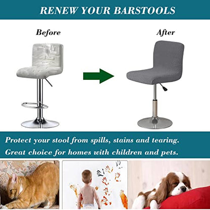 Dark Gray 2-Pack Stretch Bar Stool Covers with Backs - Perfect Fit for 12-18 Inch Height
