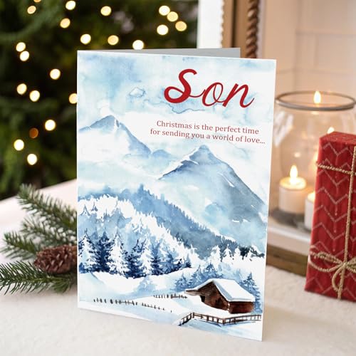 Christmas Card for Son Heartfelt Holiday Greeting from Dad Mom - Variation 305
