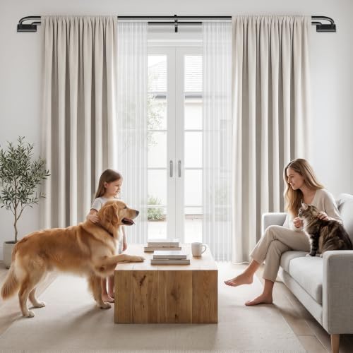 Black Double Curtain Rod 36-72 Inch - Wrap Around Design for Windows - Variation of THIS listing