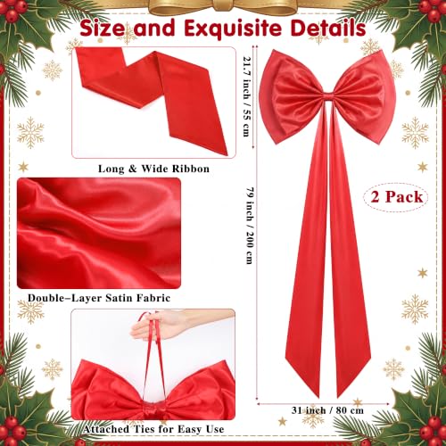 Red Extra Large Christmas Tree Topper Bow 31x79 Inches - Holiday Decor (Variation of THIS listing: Red / 2)