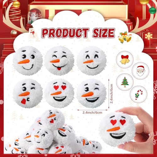 48 Pcs Christmas Snowball Set - Soft Fake Snowballs for Indoor Outdoor Decoration, Cute Snowman Balls with Smile Face, Classic Style