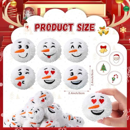 48 Pcs Christmas Snowball Set - Soft Fake Snowballs for Indoor Outdoor Decoration, Cute Snowman Balls with Smile Face, Classic Style