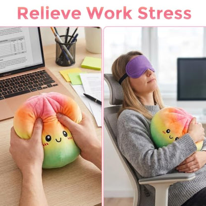 Rainbow Dumpling Pillow Plush Steamed Bun Cushion - Cute Food-Inspired Decor
