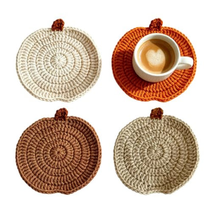 Fall Crochet Coasters Set of 4 - Handmade Absorbent Drink Coasters - Fall 4