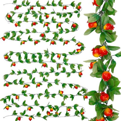 Artificial Pomegranate Garland 3 Pack 57 Inches Decorative Faux Fruit String