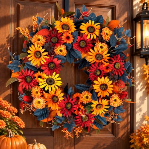 NUPTIO Fall Wreath for Front Door 26 Inch Sunflower Autumn Decor - Variation of THIS listing