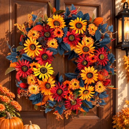 NUPTIO Fall Wreath for Front Door 26 Inch Sunflower Autumn Decor - Variation of THIS listing