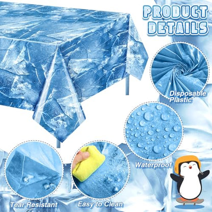 FuWeave 2 Pcs Ice Birthday Tablecloths 54 x 108 Inch Winter Party Decor - Variation 2