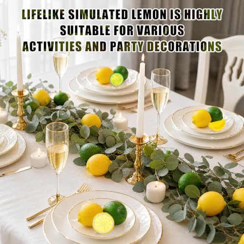 Artificial Lemons Kit - Realistic Fake Yellow Lemons for Kitchen Decor & Parties