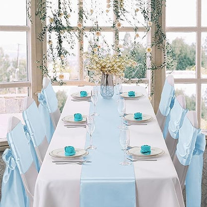 Satin Table Runners 12 x 108 Inches - Pale Blue - Pack of 6