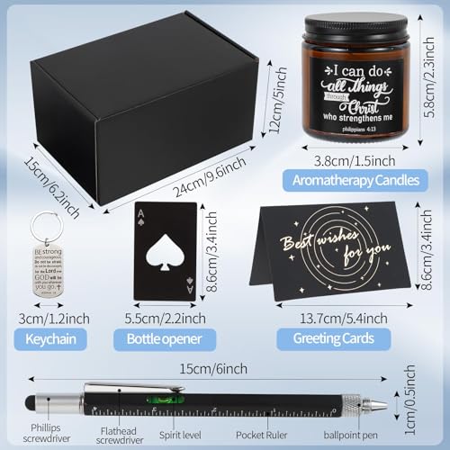 Religious Christian Gift Set for Men Christmas - Inspirational Spiritual Gifts with Tumbler Socks Cap Keychain Candle & More - Style 1