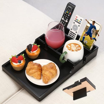 Black Sofa Table Insert for Sectionals - Couch Cup Holder & Storage Tray