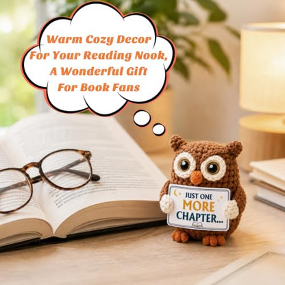 Book Lover Gift Mini Crochet Owl for Readers - Handmade Bookish Decor