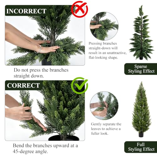 4FT Artificial Topiary Trees - Outdoor UV Resistant Faux Cedar Set with Pot - 2 Pack