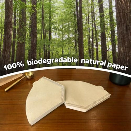 200 Count Coffee Filters #2 Unbleached Natural Paper Fits 2-6 Cup Makers - Reusable, Tear-Resistant