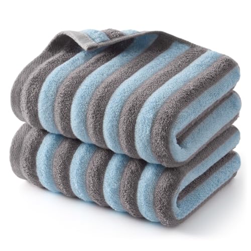 Ecolook Blue Striped Hand Towels for Bathroom & Kitchen 2-Pack