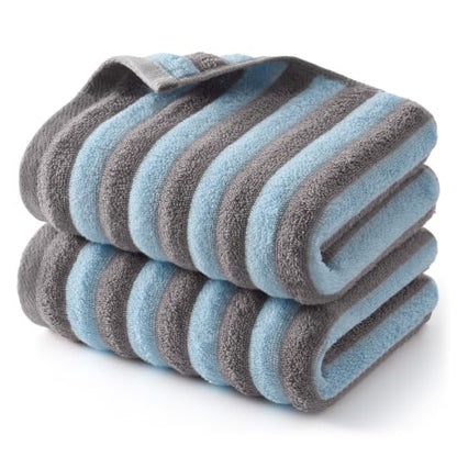 Ecolook Blue Striped Hand Towels for Bathroom & Kitchen 2-Pack