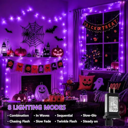 Halloween String Lights Purple 165ft 500 LED - Outdoor Indoor Decor - Variation of Purple / 500 LED