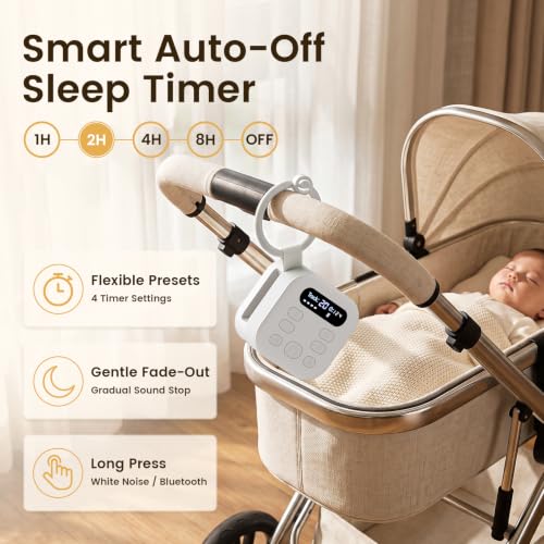 White Noise Machine for Baby & Adults with 43 Sounds, Night Light & Bluetooth