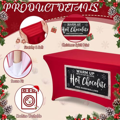 Christmas Hot Chocolate Tablecloth 6ft - Festive Party Decor, Variation: 1 / Christmas Hot Chocolate