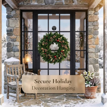 Black Suction Cup Wreath Hanger for Front Door and Glass Windows - No Drill Hooks