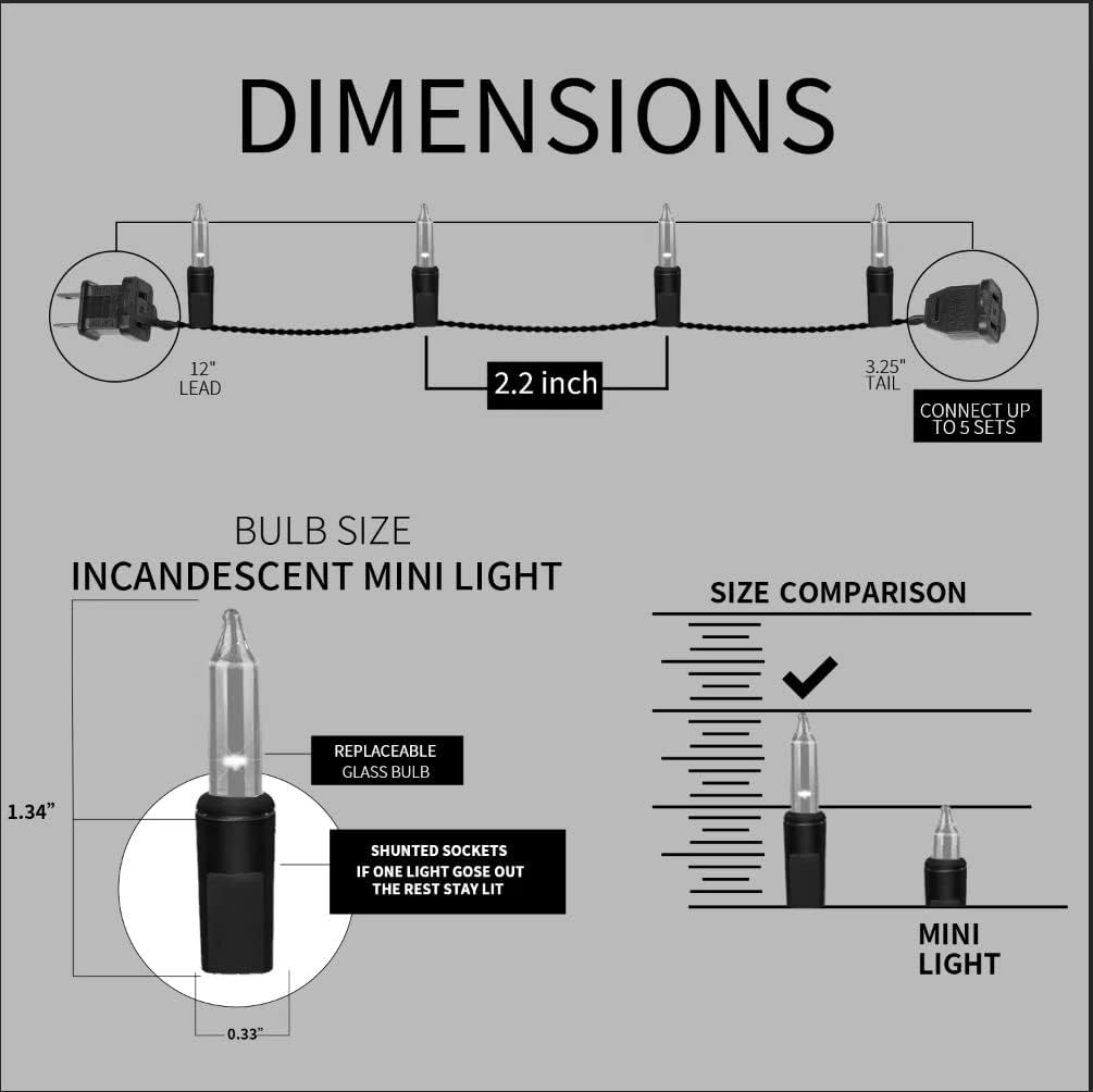 100LIGHTS Multi Extra-Bright Christmas Decorative Lights - 5.98m Waterproof Mini String Light Set for Home & Garden