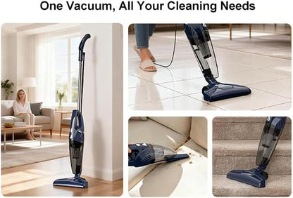 Skiennix Corded Vacuum Cleaner - 14KPa Powerful Suction, Lightweight Stick Design, Converts to Handheld for Pet Hair & Hard Floors