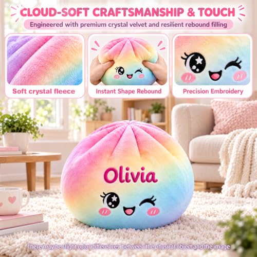 Baozi Pillow - Custom Name Embroidered Plush Dumpling Gift - Bun Shaped Decor