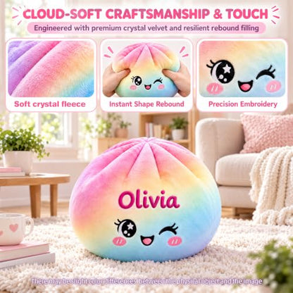 Baozi Pillow - Custom Name Embroidered Plush Dumpling Gift - Bun Shaped Decor