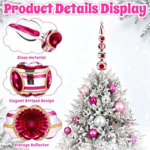Retro Glass Christmas Tree Topper 16 Inch with Reflectors - 5 Tier, Handmade