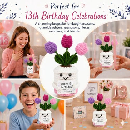 13th Birthday Gift for Girls Boys Handmade Crochet Flower Doll - Keepsake