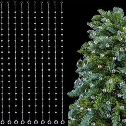 10pcs 3.3Ft Crystal Beaded String Glass Garland for Christmas - Clear