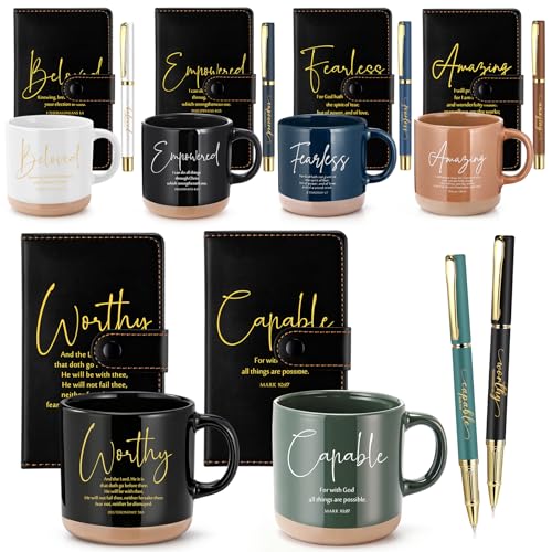 Dark Bible Verse Coffee Mug Set - Christian Church Gift, 13oz, Neutral Black, 18 Pieces