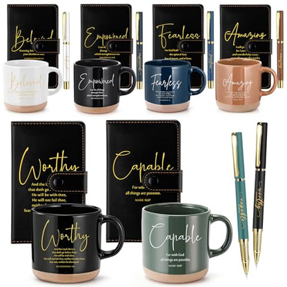 Dark Bible Verse Coffee Mug Set - Christian Church Gift, 13oz, Neutral Black, 18 Pieces