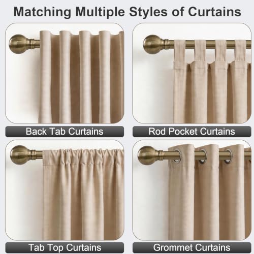 Heavy Duty Adjustable Antique Bronze Curtain Rod 16-88 Inch - 1 Inch Diameter - Blackout Support