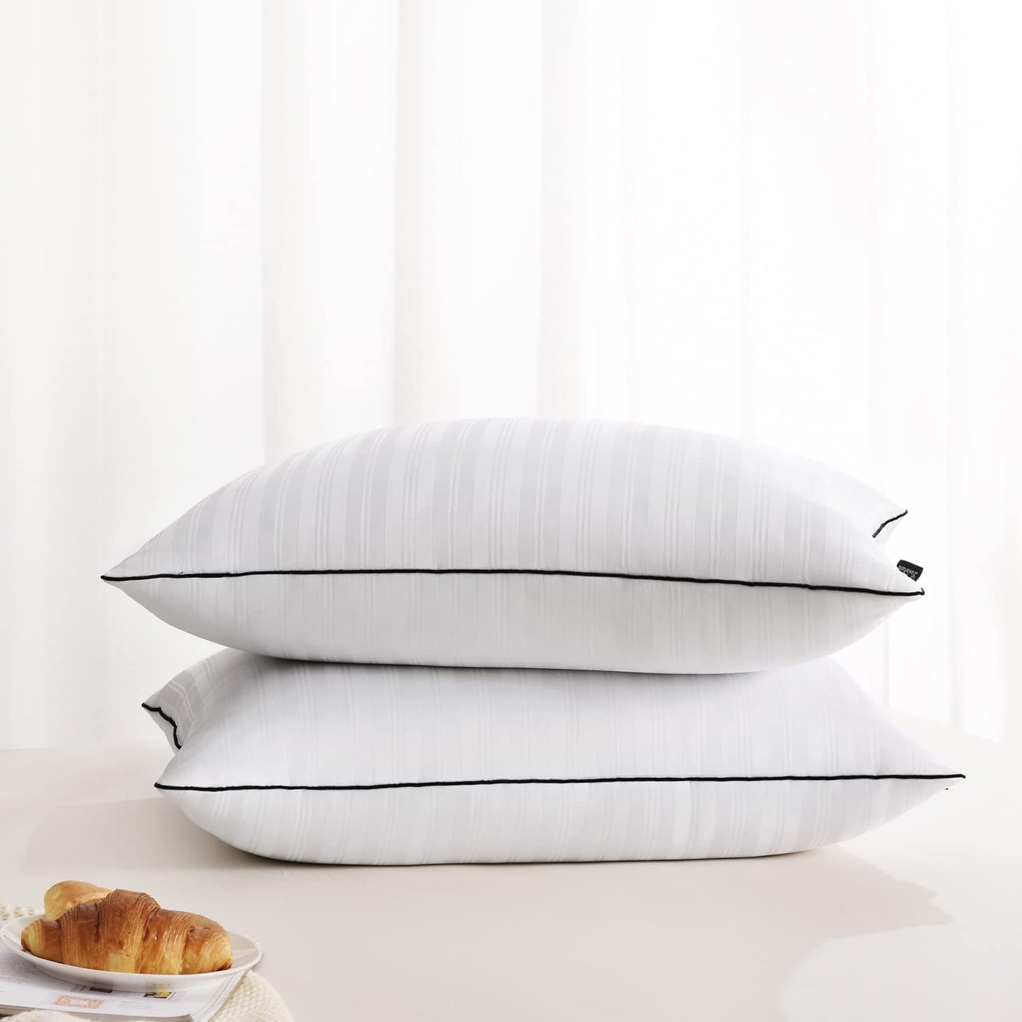 downluxe Bed Pillows Standard Size Set of 2 - Hotel Collection Soft Down Alternative Pillows for Sleeping, Perfect for side, back and stomach sleepers, 20 X 26