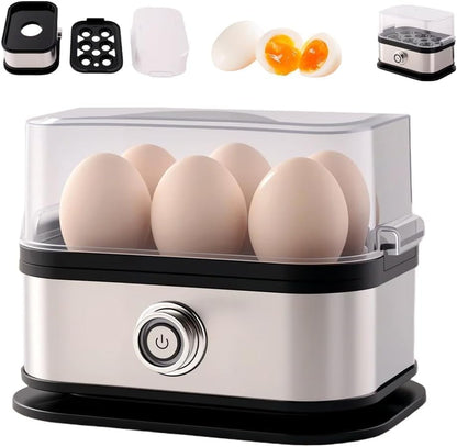 Smart Egg Cooker - Electric Rapid Egg Poacher with Auto Shut-Off | Cooks 6 Eggs Perfectly (Hard, Medium, Soft)