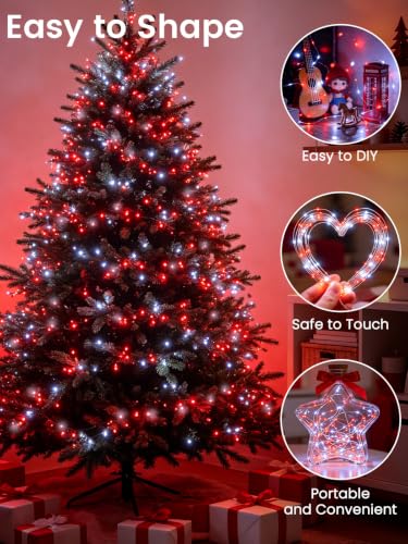 Fairy Lights 2 Pack 99 FT Red & White LED String Lights with 9 Modes, Waterproof