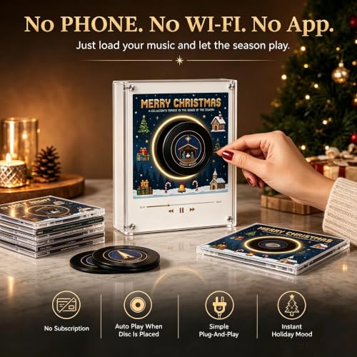 1PC Christmas Mini Vinyl Record Player Fridge Magnet Set - Custom Music Box Decor