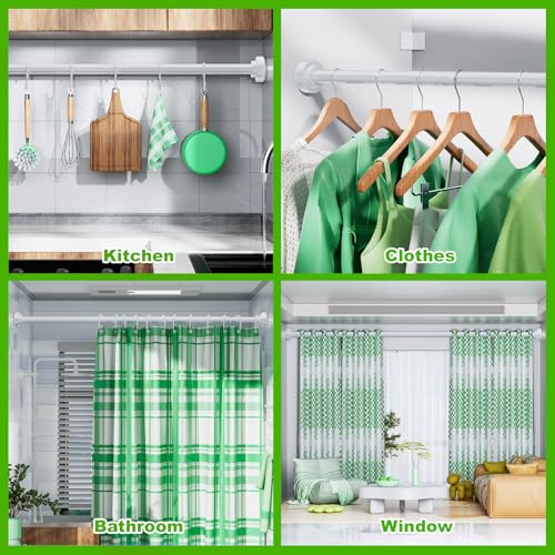 Ausemku Shower Curtain Rod Tension - 26-76 Inch Never Rust Non-Slip Spring Tension Curtain Rod No Drilling Stainless Steel Curtain Rod Use Bathroom Kitchen（Black）