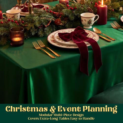 Dark Green Satin Tablecloth 58 x 102 Inch - 8 Pack Seamless Design - Variation of THIS listing