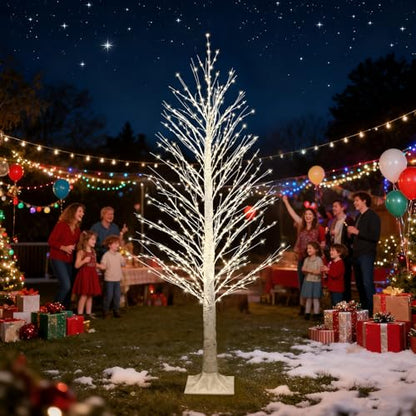 7FT Lighted Birch Christmas Tree - Warm White 1000 LED Twinkle Lights