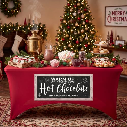 Christmas Hot Chocolate Tablecloth 6ft - Festive Party Decor, Variation: 1 / Christmas Hot Chocolate