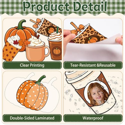 Fall Bulletin Board Decor Set with Coffee Cup & Autumn Cutouts for Classroom