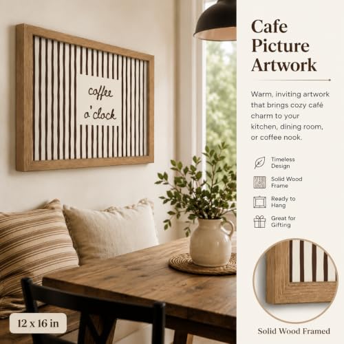 Coffee O'clock Framed Canvas Wall Art - Coffee Lovers Decor - 8x10 Inch