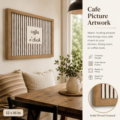 Coffee O'clock Framed Canvas Wall Art - Coffee Lovers Decor - 8x10 Inch