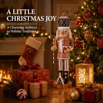 Gingerbread Nutcracker Soldier Decoration - 14.4 Inch Holiday Figure