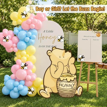Large Winnie Bear Gender Reveal Decorations Cutout - 27.5 Inch
