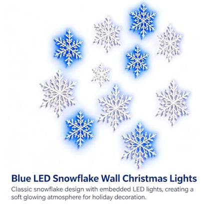 White LED Snowflake Wall Christmas Lights - 12pcs Indoor Holiday Decor